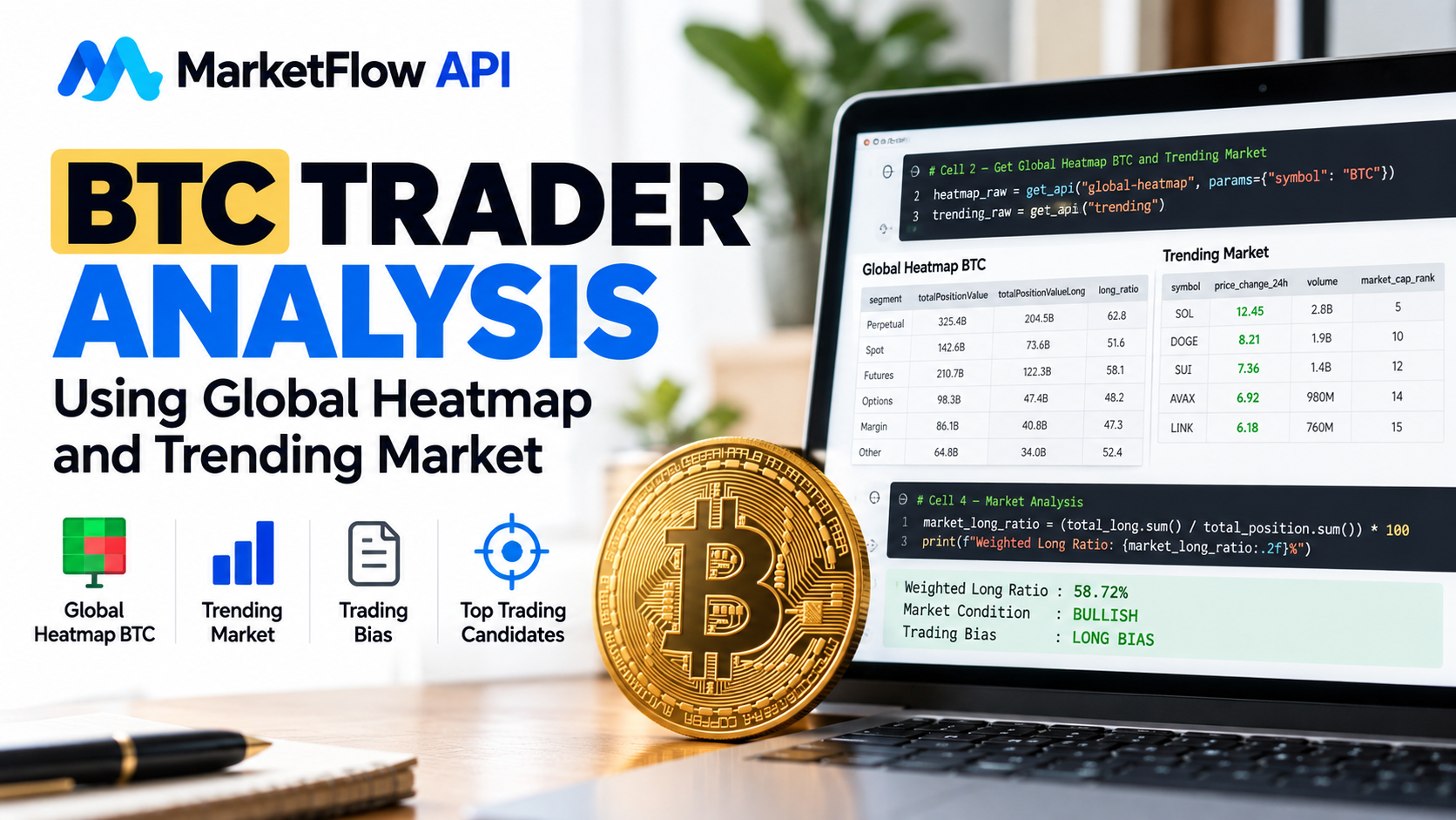 BTC Trader Analysis Using Global Heatmap and Trending Market